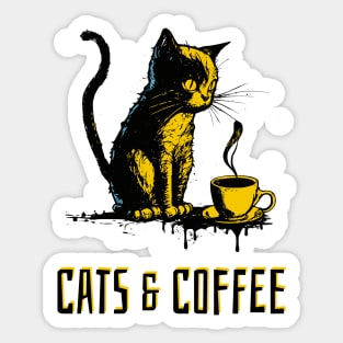 Cats & Coffee Sticker